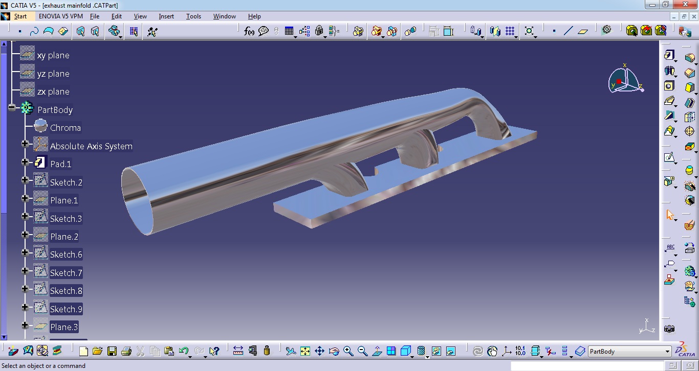 Exhaust manifold CATIA V5 project 2020 3DEXPERIENCE Edu